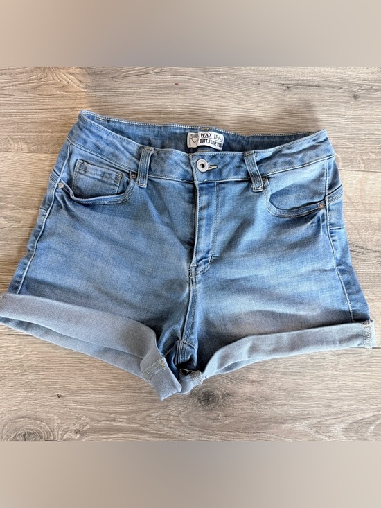 Wax Jean Pants - Wax Jean Light Wash Blue Denim Rolled Hem Shorts